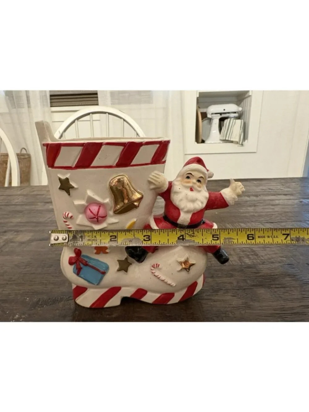 Vintage Ceramic Christmas Boot Santa Gifts 1940’s Decor Vase